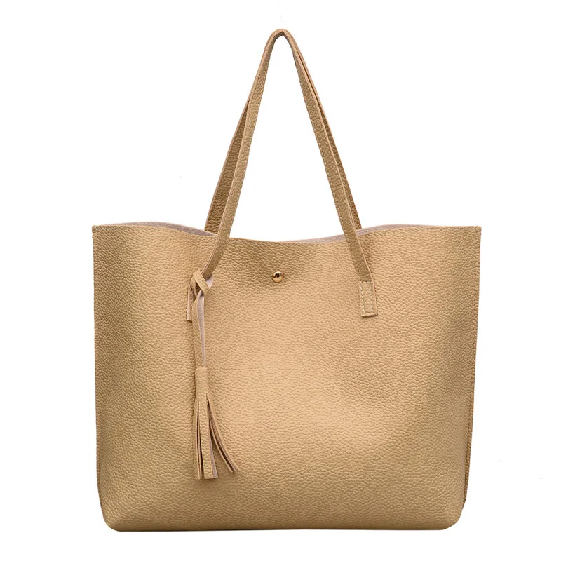 Бахрома сумки на плечо PU большой емкости дамские сумки лучшие продажи-WT - Цвет: Хаки
