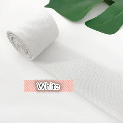 5 см двухсторонняя утолщенная прочная юбка для брюк пояс цветная эластичная лента саржевая эластичная лента латексная эластичная лента резиновая лента - Цвет: white