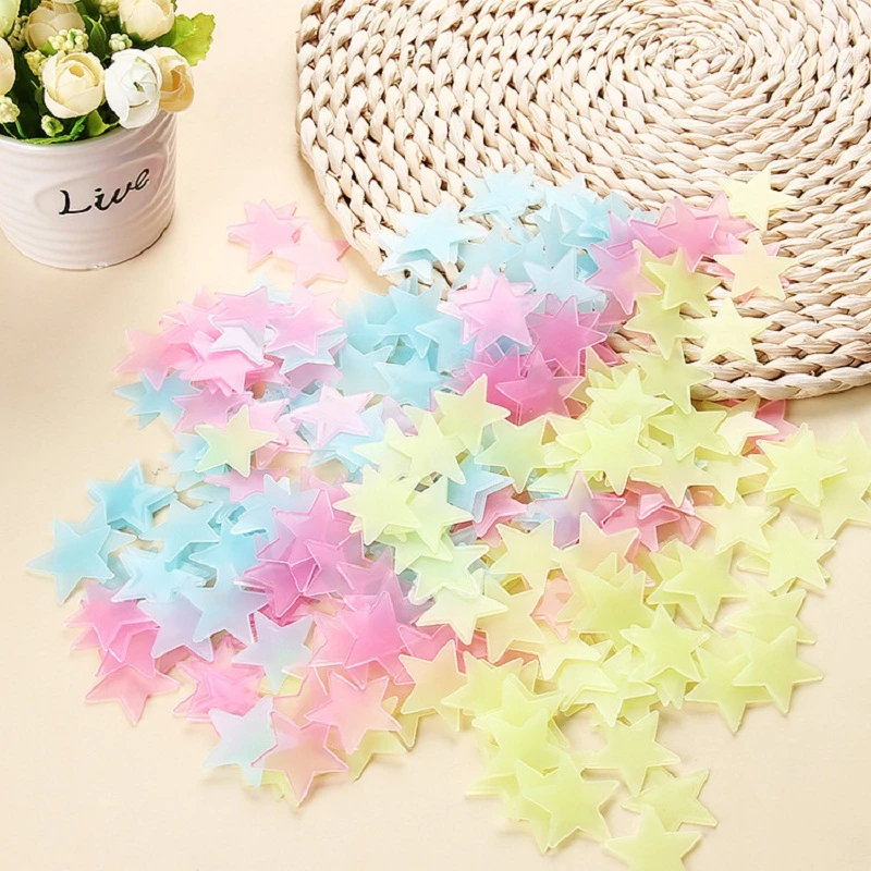 

100PCS 3D Stars Dark Fluorescent Wall Stickers DIY Mildew Moistureproof Kids Bedroom Living Room Home Decoration Artwork Hot