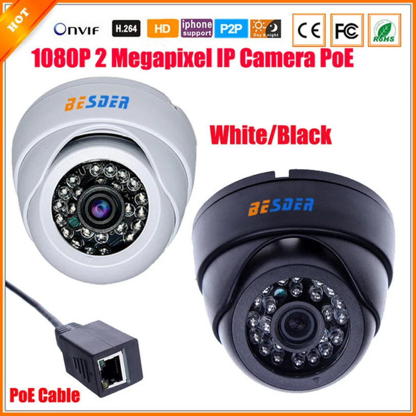48V PoE IP Camera 1/2.8'' SONY IMX322 CMOS Sensor HI3516C FHD 1080P Mini Dome Indoor 2 Megapixel | Безопасность и защита