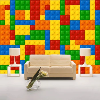 

Custom Wall Cloth 3D Colorful Toy Blocks Lego Bricks Wall Covering Wallpaper For Kids Room Backdrop Wall Home Decor Large Mural