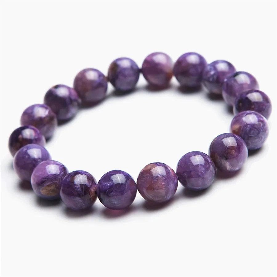 

2019 New 100% Genuine Natural Purple Charoite Bracelet Gems Round Loose Beads Jewelry Charm Bracelets AAAAA Drop Shipping