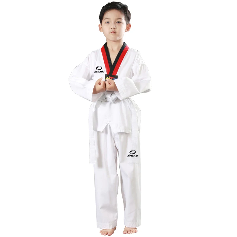 Cheap good quality child adult EXTERA taekwondo uniform Poom V neck karate dobok WTF breathable fitness