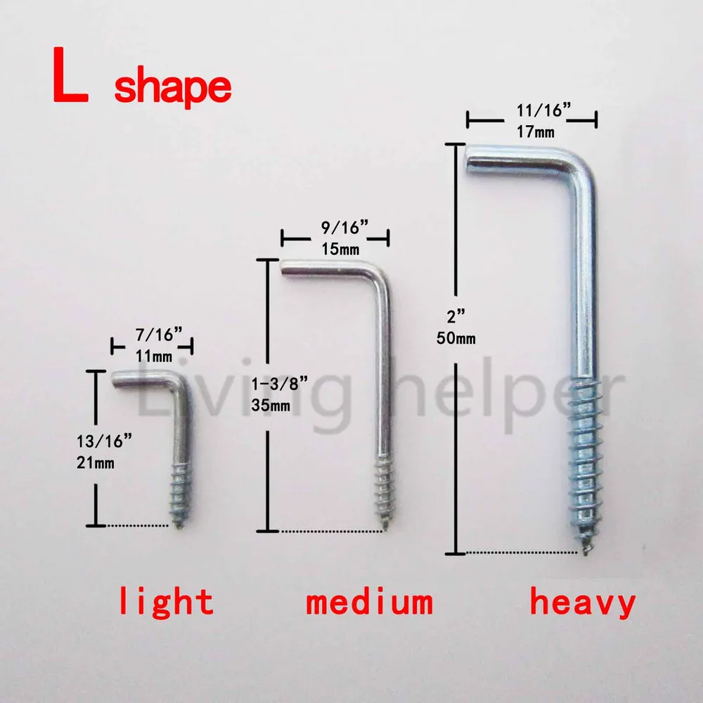 

10/25pc Picture Frame Plant Lamp Light Cabinet RV Tool Plant Curtain Net Wire Eye Bolt Eyebolt Screw in Spiral Hanger L Cup Hook