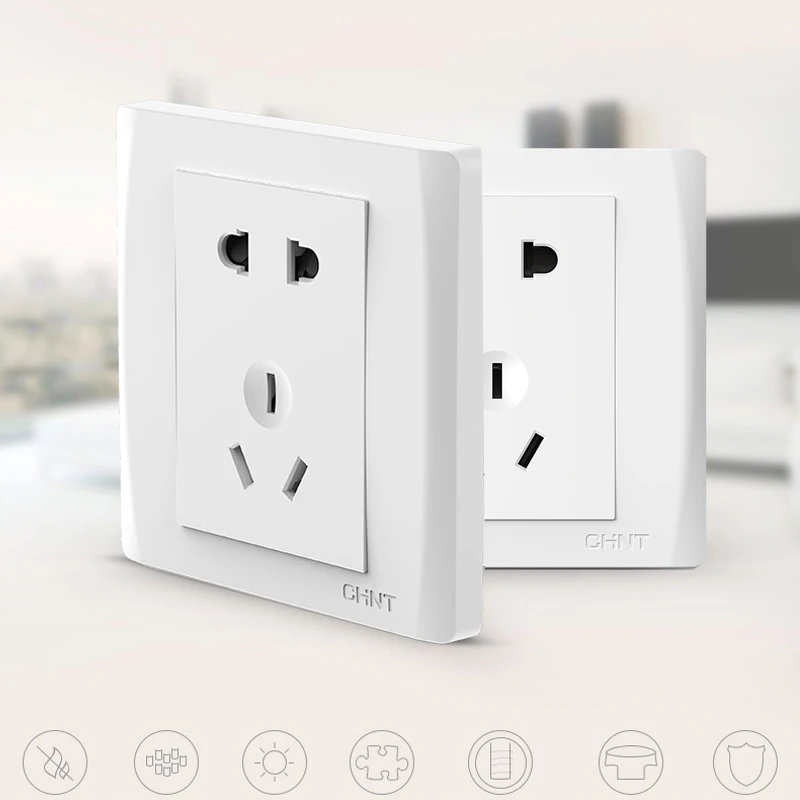 Pure White Electric Power Wall Outlet AC250V 10A Electrical Faceplate 5Pins Charging Socket 86x86mm For Xiaomi Device