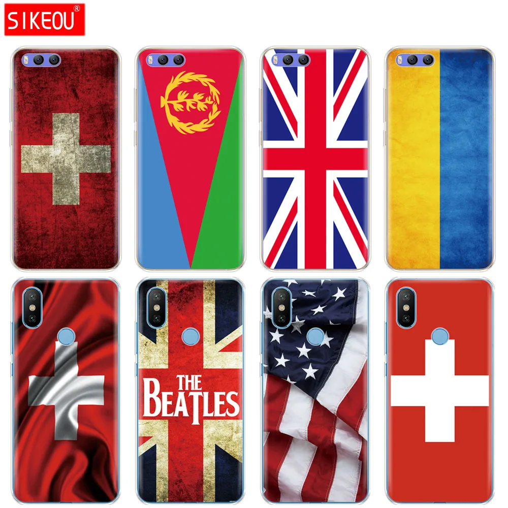 

Silicone Cover Case For Xiaomi Mi 8 8SE A1 A2 5 5S 5X 6 Mi5 MI6 NOTE 3 MAX Mix 2 2S Eritrea Swiss Ukrainian UK flag