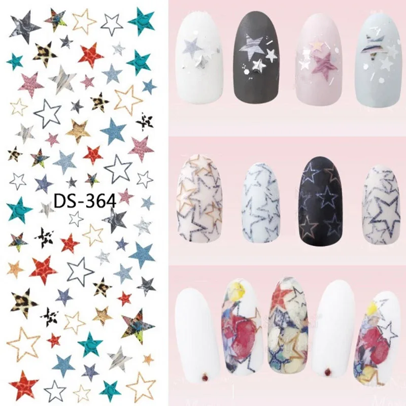 

1 Pc Colorful Christmas Snowflake Star Smile Face Watermark Large Sheet Decal Sticker DS-364-372 Japan Manicure Nail Sticker