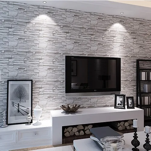 

3D Stereoscopic Faux Stone Brick Village Wallpaper Roll Bedroom Living Room TV Background Print Wall-papers PVC Restaurant Good