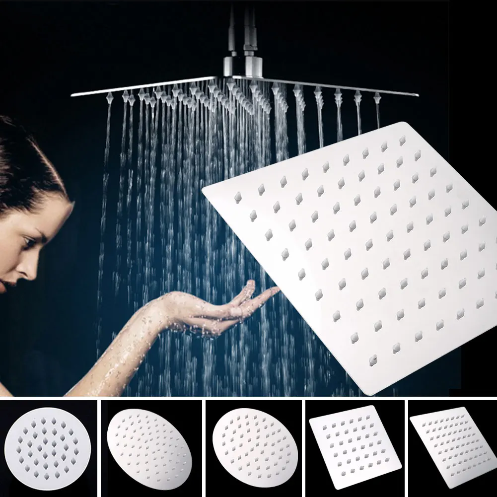

1PC 4/6/8 Inch Round Square 201 Stainless Steel Showerhead Bathroom Shower Head Rain Ultrathin Shower Head Top Spray