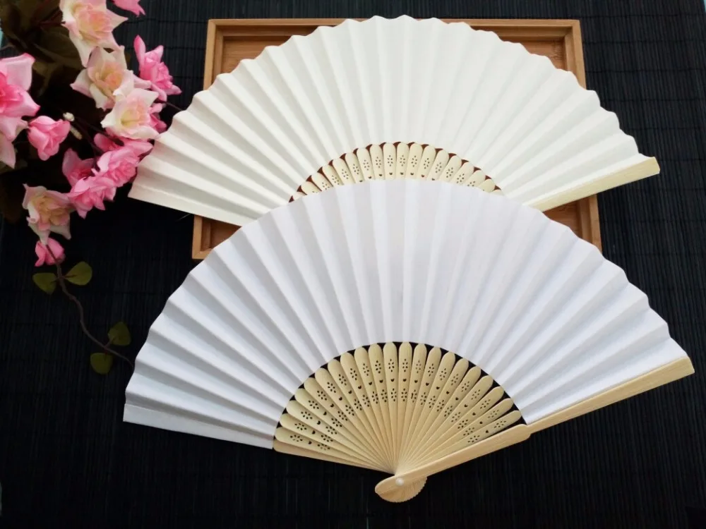 Buy DIY Hand Paper Fans Pocket Folding Bamboo Fan