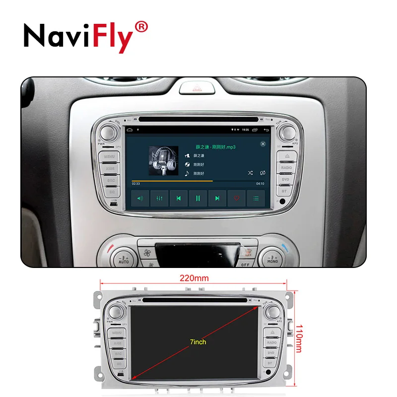 Top NaviFly 2 Din Android 9.1 car dvd GPS for FORD/Focus/S-MAX/Mondeo/C-MAX/Galaxy AutoRadio multimadia stereo player 2G RAM 7708IC 2