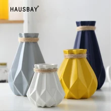 Модная керамическая ваза комнатный стол сушеные цветы ваза Белый Синий геометрический горшок украшения для отелей Свадебные украшения Crafs 05381