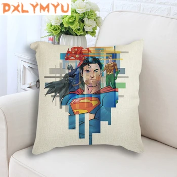 

Batman Superman Justice League DC Comics Cushion Covers Superhero Cushion Cover Decorative Beige Linen Pillow Case