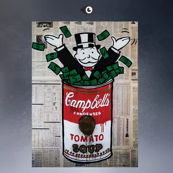

ALEC-MONOPOLY-campbells_tomato_soup canvas print POP ART Giclee poster print on canvas for wall decoration painting