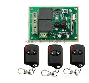 

NEW Wireless RF Remote Control Switch DC 12V 10A 2CH 3PCS Transmitter With Battery+ Receiver /lamp/ window/Garage Doors shutters