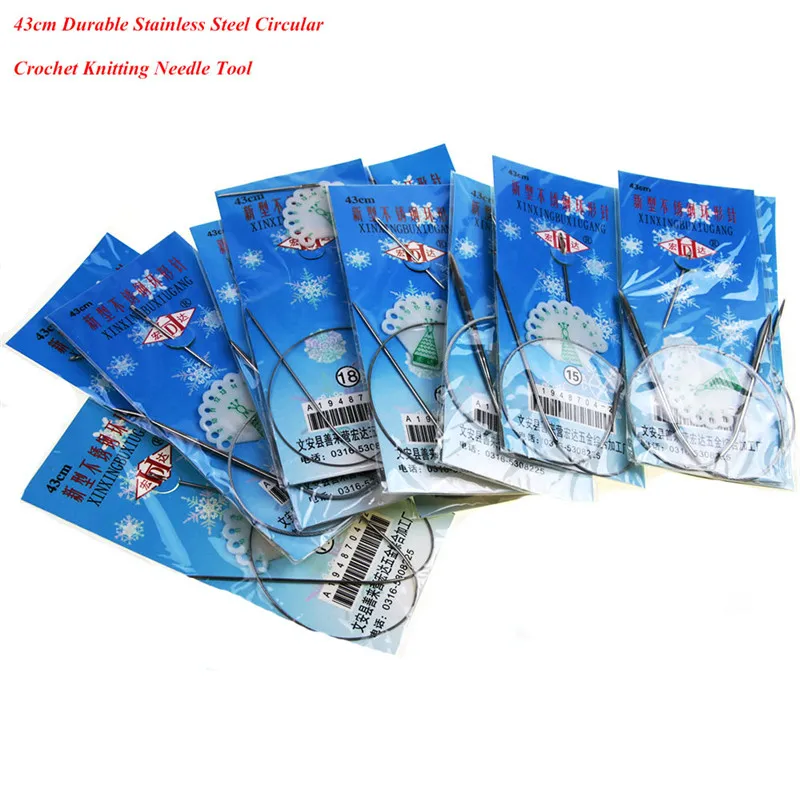 

13 Sizes 43cm Durable Stainless Steel Circular Crochet Knitting Needle Tool Drop Shipping