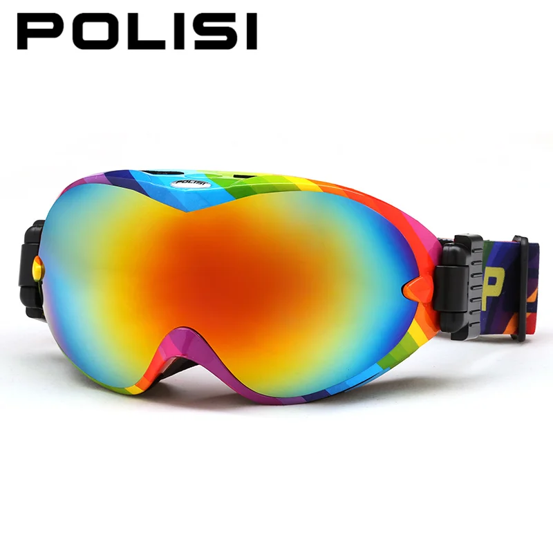 

POLISI Winter Ski Snow Goggles Double Layer Big Spheral Lens Skiing Eyewear UV Protection Anti-Fog Snowboard Skateboard Goggles