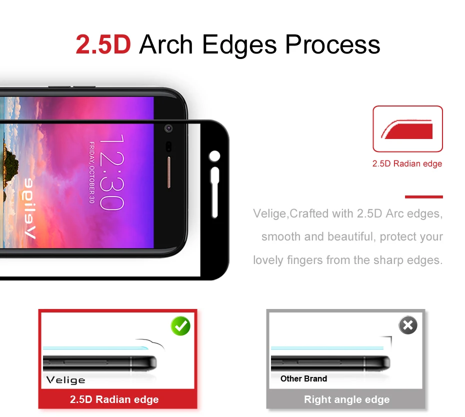 Velige Full Cover Tempered Glass For LG K10 2017 K 10 2017 Screen Protector Real 2.5D 9H Scratch Proof Protective Glass (8)