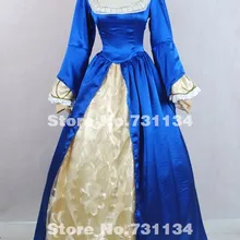 Элегантный синий Длинные рукава викторианской бальные платья Southern Belle Гражданская война в викторианском платья для Хэллоуина