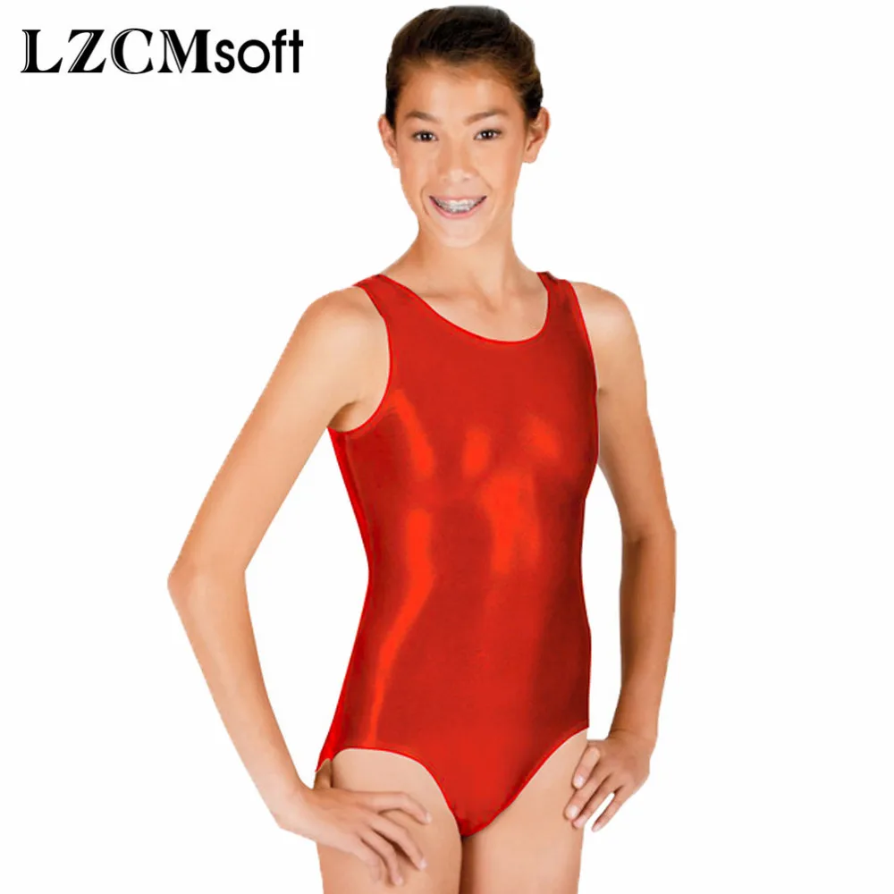 red metallic leotard