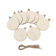 10PCS Wooden Ornaments Unfinished 3.15"Round Blank Wood Discs for DIY Christmas Ornaments Wood Crafts