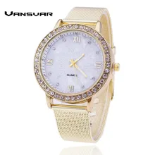 Vansvar Lxury Gold Watch Girls Rhinestone Watch Girls Style Costume Quartz Watch Reloj Mujer Relogio Feminino Present 1322