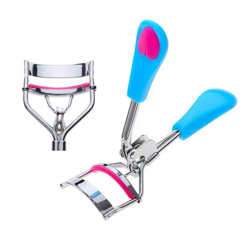 

stainless steel Woman Silver Eyelashes Curler Supplementer Clip with blue Handle Makeup Eyelash curling Tools makeup tools