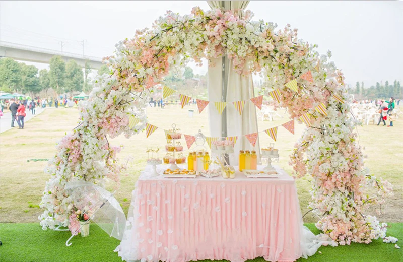 JAROWN Simulation Cherry Artificial Silk Fake Flowers Wedding Scene Decoration Photography Background Wall Decor Home Decoration ()