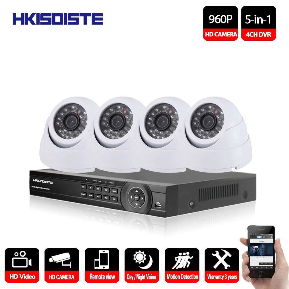 

HKIXDISTE-CCTV Camera System Overv4CH CCTV System 4PCS 1.3 MP IR Outdoor Security Camera Camera Surveillance System 960P ahd dvr