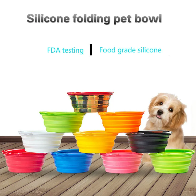 

2019 Factory supply small pet folding bowl silicone outdoor travel portable dog cat supplies custom