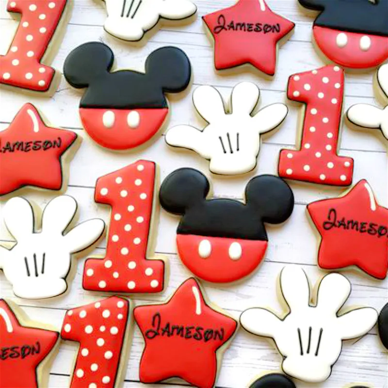 Mouse Cookie Cutter 4 Shapes Ears Side Face Palm and Candy Biscuit Pastry Mold Tools Stainless Steel For Kids