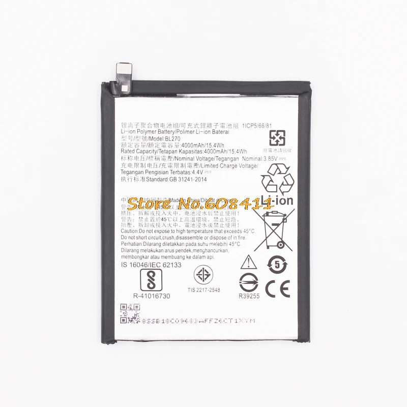 

VK 3.85V 4000mAh 15.4Wh BL270 Battery Replacement For Lenovo Vibe K6 Plus Gplus G5 plus smartphone Rechargeable Batteries