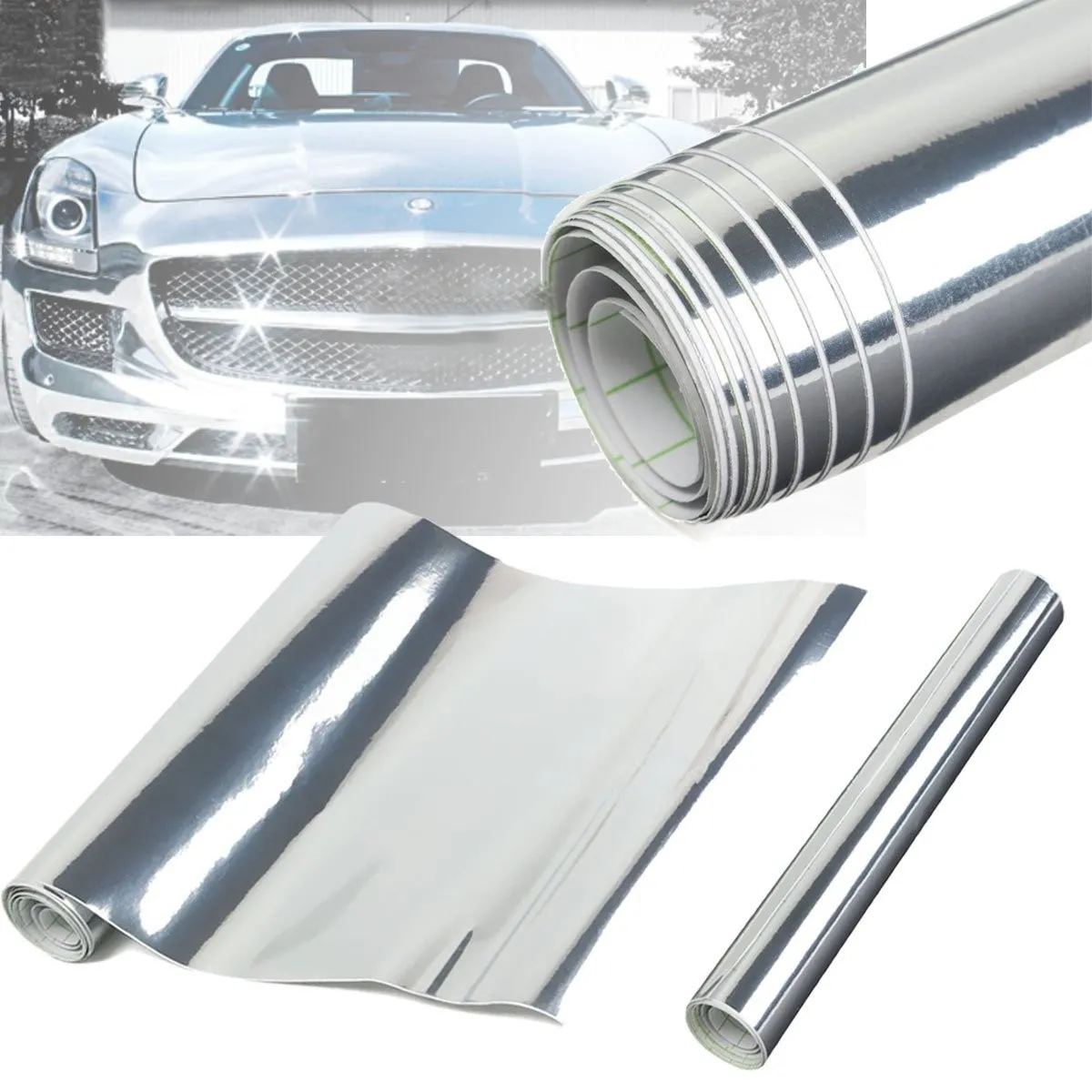 

Chrome Silver Mirror Vinyl DIY Sheet Wrap Roll Decal Film Car Sticker Gloss Decal Car Styling 30*150cm