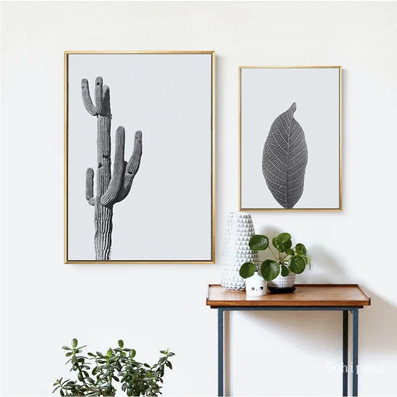Nordic-Modern-Minimalist-Black-and-White-Cactus-Canvas-Paintings-Lonely-Leaf-Poster-Print-Wall-Art-Pictures (2)