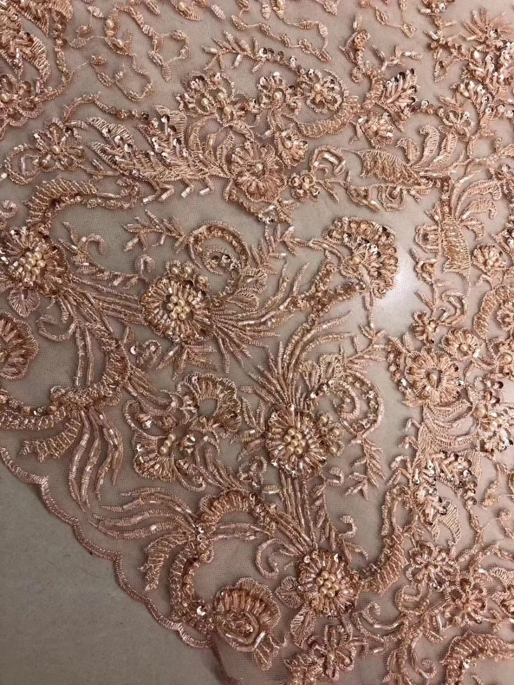 

African Beaded 3D Tulle Lace Fabric 2018 African French Lace Fabric High Quality Nigerian Embroidery Tulle French Lace ZL226
