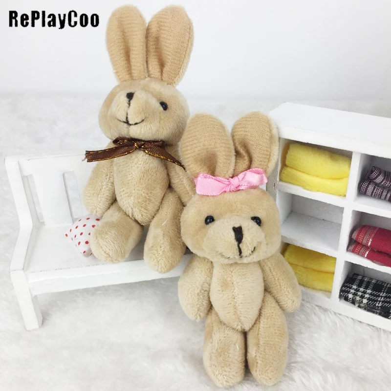 

100Pcs/Lot Mini rabbit Stuffed Plush Toys 11cm Small rabbit with bow tie Stuffed Toys pelucia Pendant Kids Birthday Gift J04101