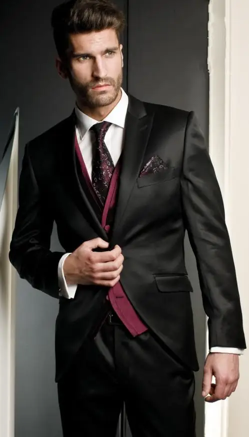 Custom Made One On Black Groom Tuxedos Groomsmen Mens Wedding Custom Made One On Black Groom Tuxedos Groomsmen Mens Wedding Suits Prom Bridegroom Jacket Pants Vest Tie No 794 In From Men S Clothing