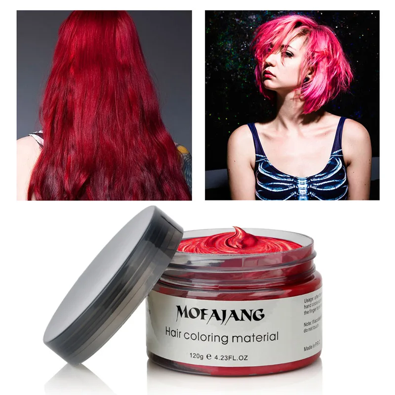 MOFAJIANG для укладки волос, временная одноразовая окрашивание для волос, грязевой крем, мгновенная моющаяся краска для волос, воск - Цвет: Red