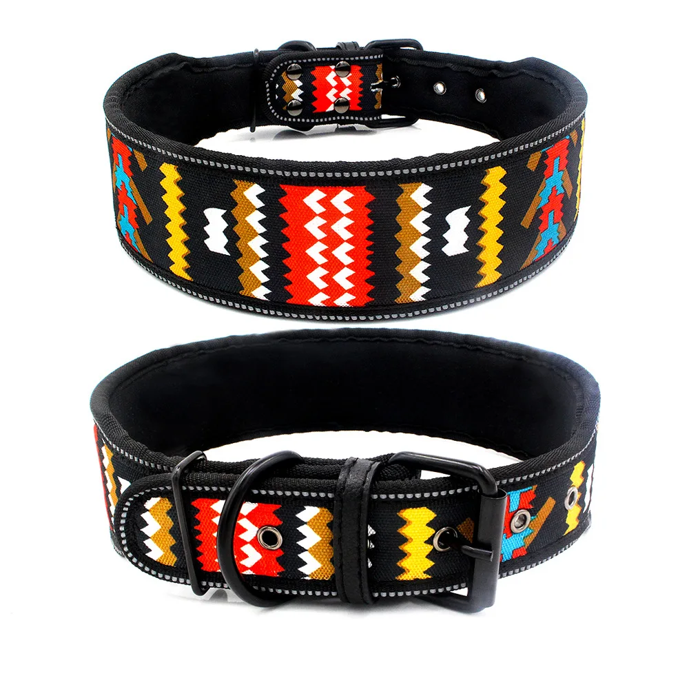 Dog Collar Reflective Nylon Adjustable Pet Collars For Medium Large Dogs Pitbull German Shepherd S M L