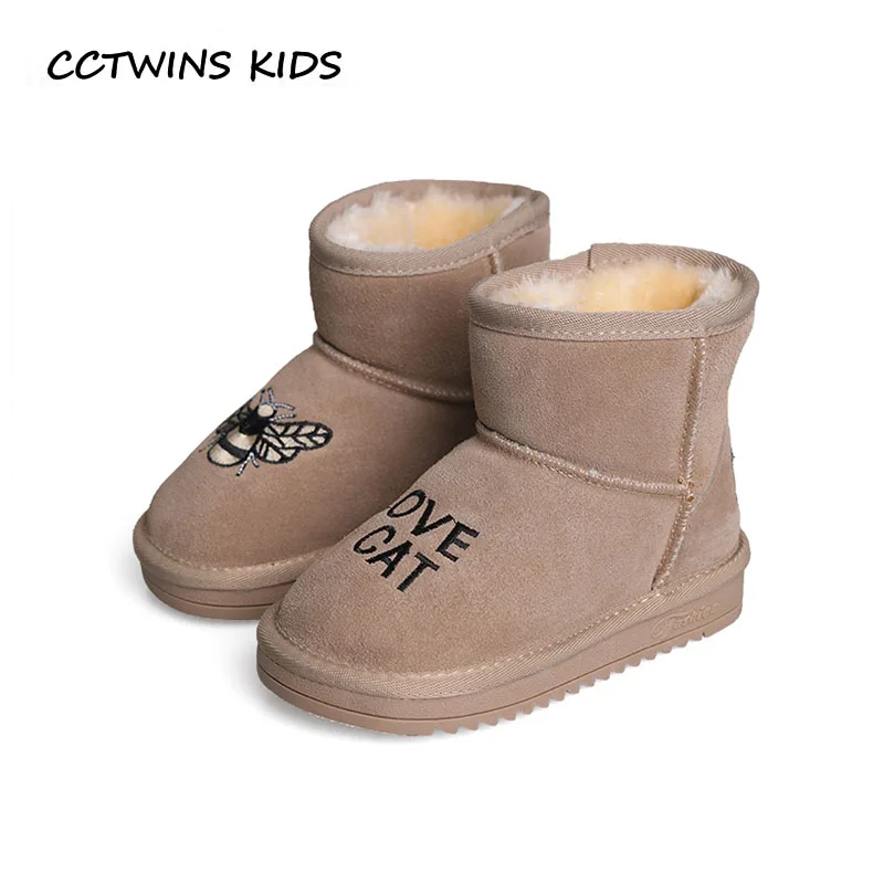 

CCTWINS KIDS 2018 Winter Children Genuine Leather Snow Boot Baby Girl Fashion Warm Shoe BoY Brand Mid Calf Boot CS1630