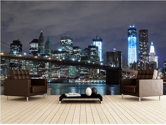カスタム写真の壁紙 ニューヨークブルックリンブリッジ夜景の壁画アパート 住宅 オフィス壁の壁紙 Wallpapers Aliexpress