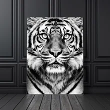 Cuadro sobre lienzo para pared, imágenes de tigre blanco y negro, carteles nórdicos e impresiones para decoración de Club, para sala de estar y salón