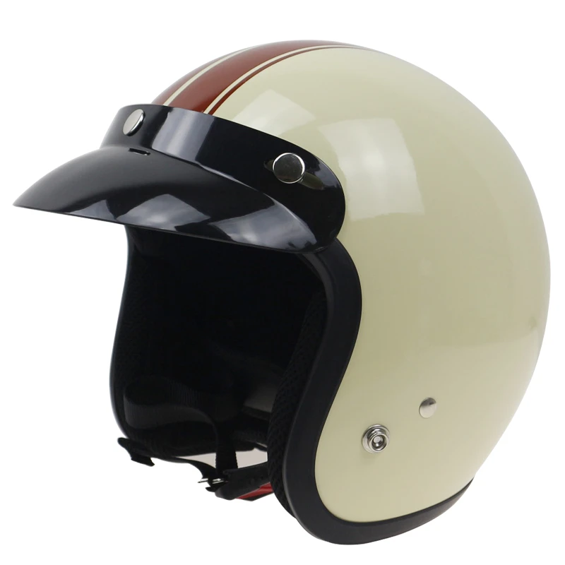 白とブロンストリップ和風3 4バイクヘルメットjis Dot承認カスコクイックリリースバックル Dot Approval Motorbike Helmethelmet Style Aliexpress