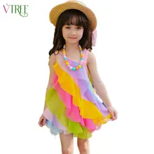 V-TREE; лето г.; платья для девочек; Модное детское Радужное платье; кружевные Детские платья для девочек; сарафан для малышей