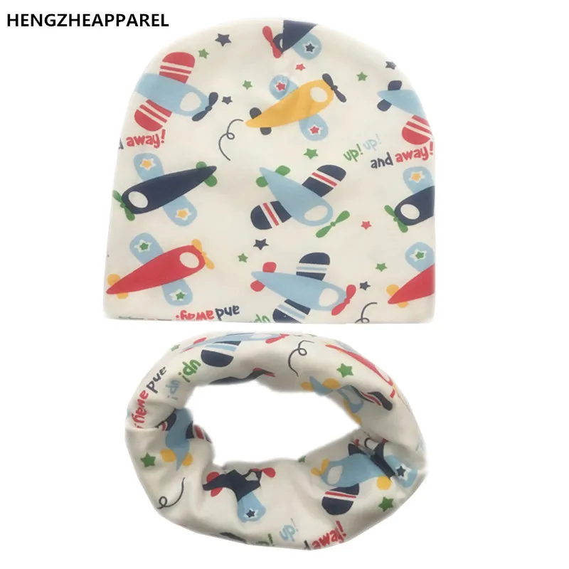 2017 new arrive cotton star icecream heart straberry plane children scarf beanies sets boys girls baby collars hats kids caps