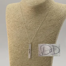 Sterling Vertical Signature Necklace 925 Silver Chain Custom Hand Written Bar Name Engraved Pendent Memory Jewelry