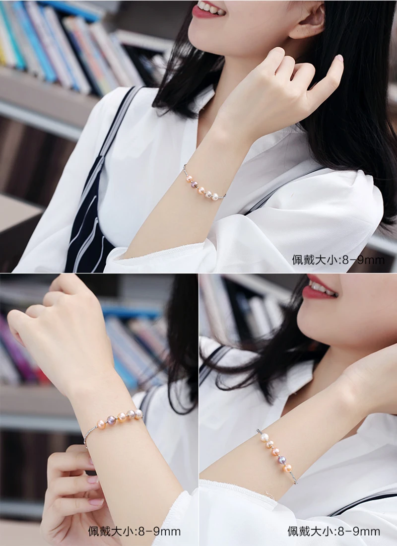 925 sterling silver tube beads pearls elastic memory bangles (27)