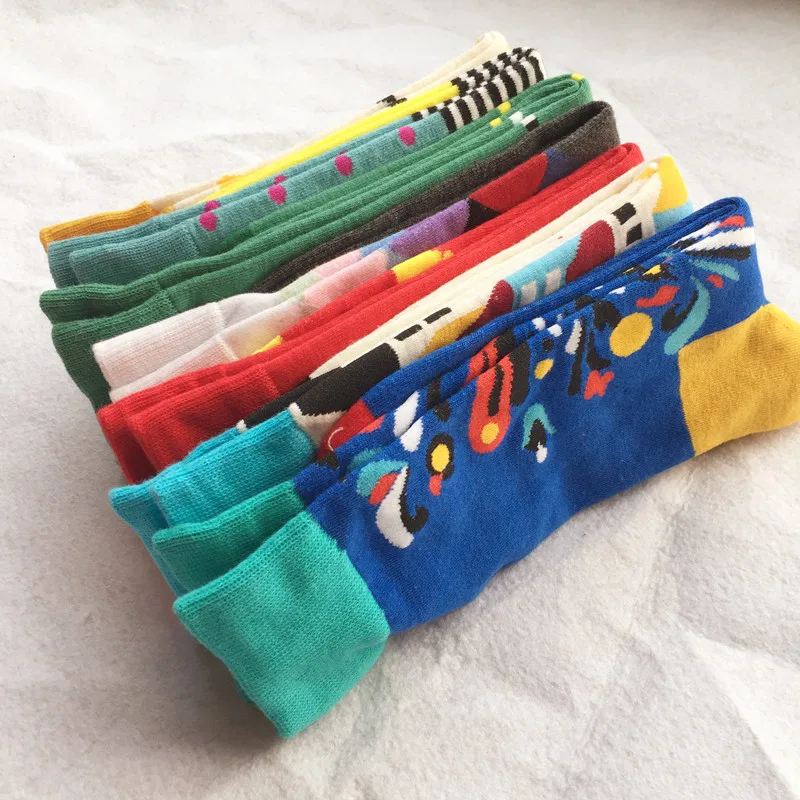 1 пара Марка Качество Для мужчин s Happy Socks 7 Цвета Полосатый плед носки в ромбик