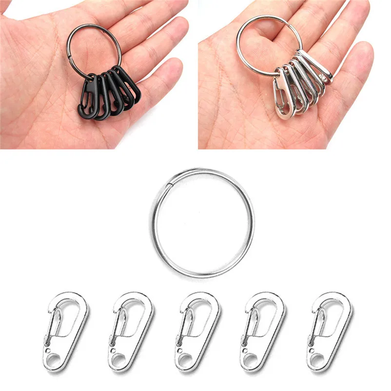 

5Pcs new keyring Gear Stainless Steel Torsion Spring Gate Snap Clip Tall Key Chain TI Ring Quick Release Detachable #4O09