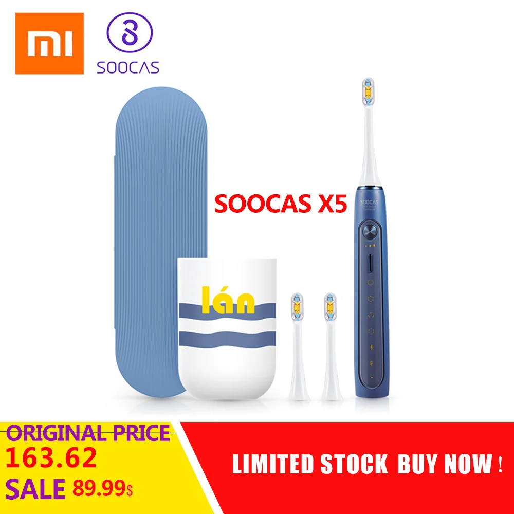 

Xiaomi SOOCAS X5 USB Rechargeable Wireless Charging Sonic Electric Toothbrush From Xiaomi Youpin Upgraded Ultrasonic Toothbrush